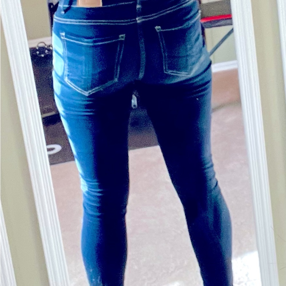BKE Payton fit mid-rise ankle dark wash jeans